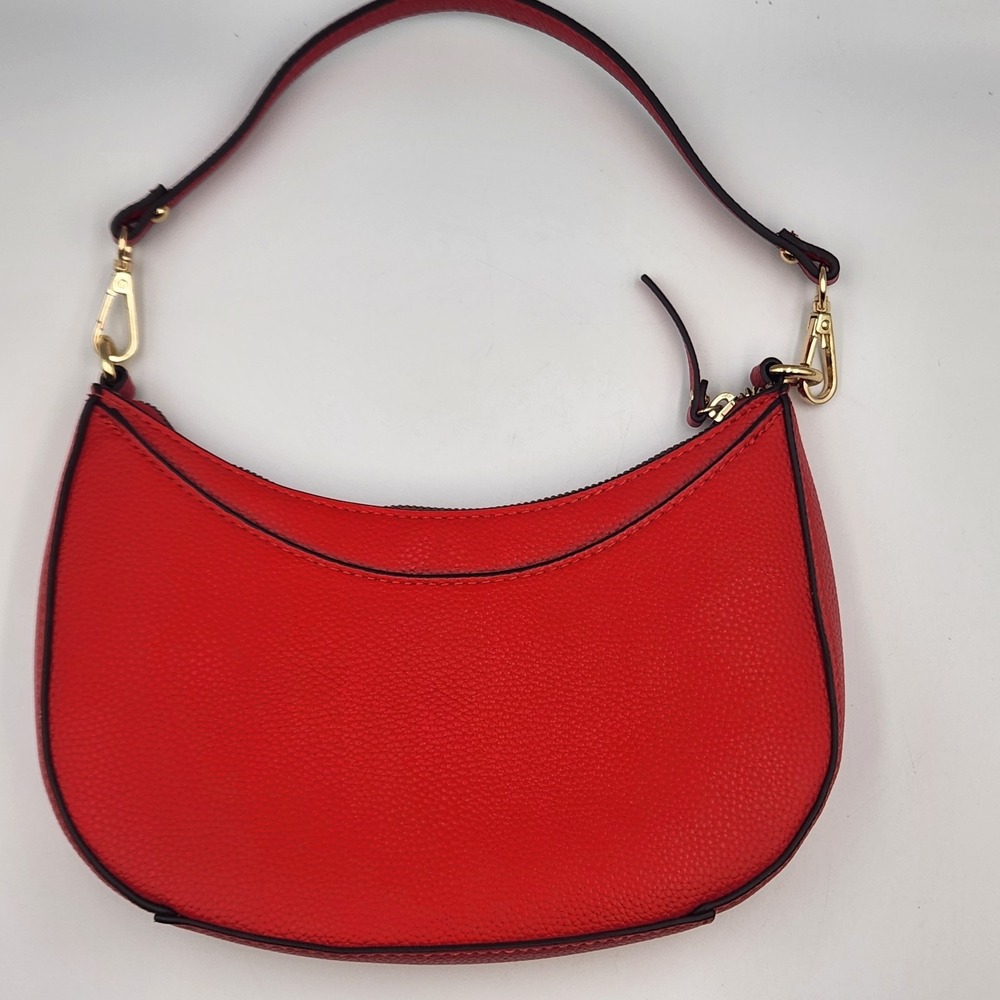 Nanette Lepore Small Red Crescent Hobo Shoulder Bag‎ Faux Leather Purse - Picture 3 of 12